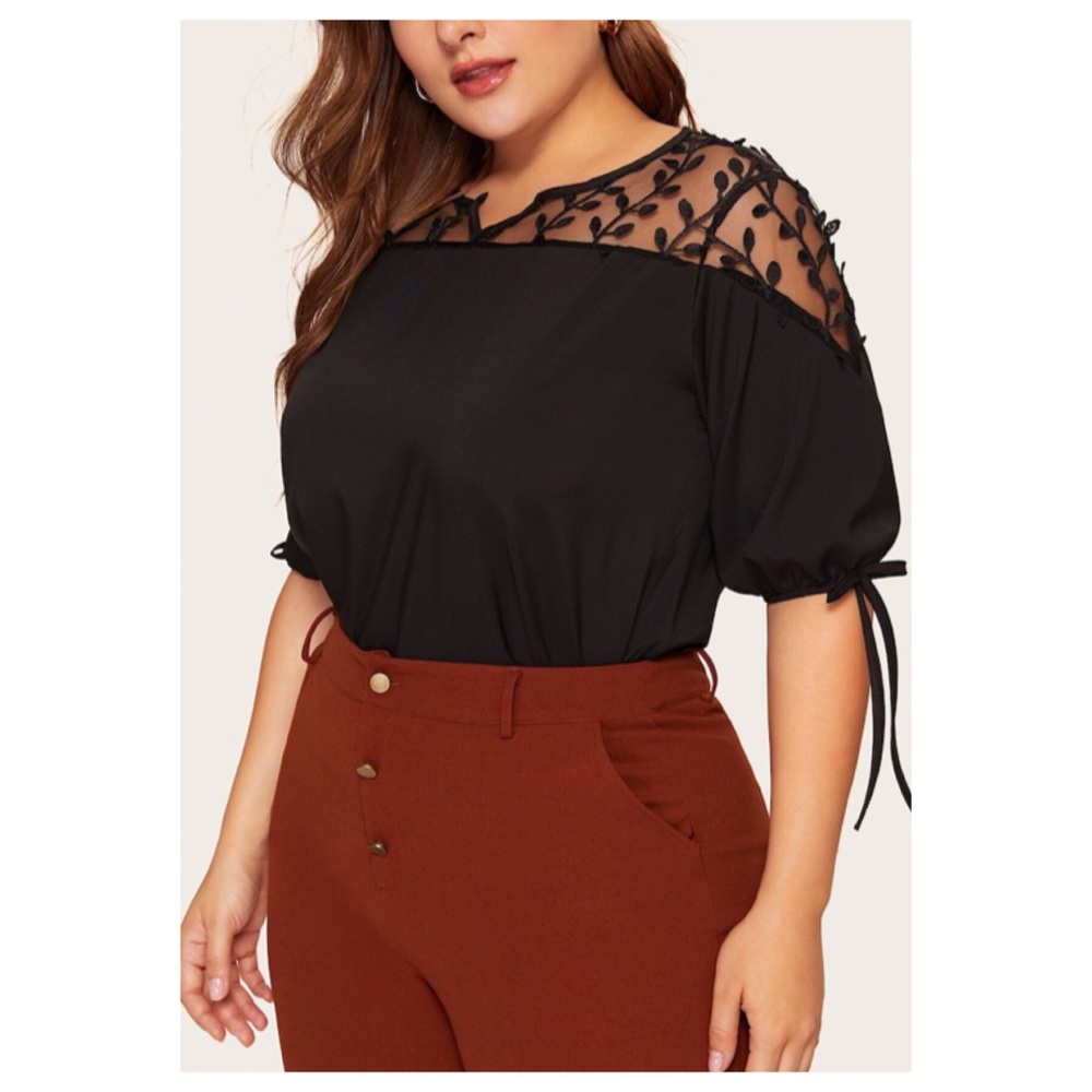 ➕Contrast mesh short sleeve top - Picture 3 of 7